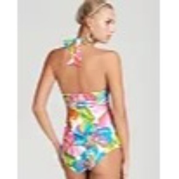 Trina Turk Women's Kaleidoscope Floral Print Halter Tankini Top Size 8 2585 - Picture 7 of 10